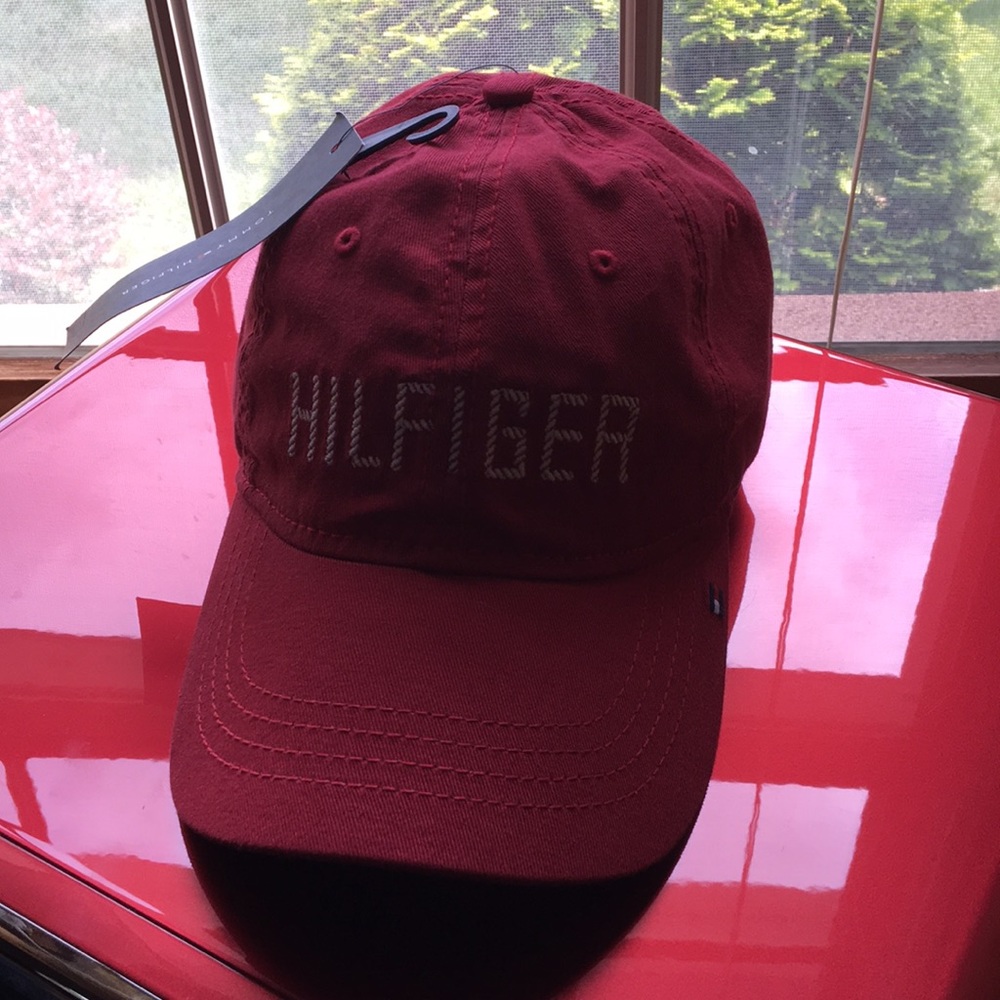 Red Tommy Hilfiger HILFIGER Dad Baseball Cap Hat